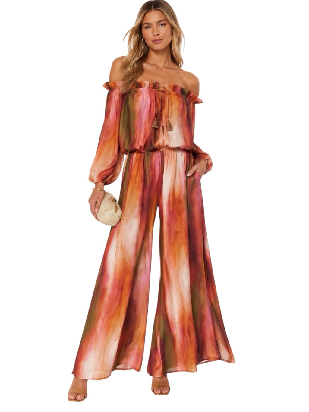 Misa Los Angles Surya Ombre Stripe Wide Leg Jumpsuit Boho Size Xs Nwt